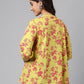 Janasya Women's Yellow Cotton Floral Printed Casual A-Line Top | Swadesiicart