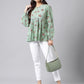 Indian Clothing Janasya Women's Green Cotton Floral Printed Casual Peplum Top | Swadesiicart