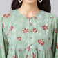 Indian Clothing Janasya Women's Green Cotton Floral Printed Casual Peplum Top | Swadesiicart