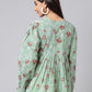 Indian Clothing Janasya Women's Green Cotton Floral Printed Casual Peplum Top | Swadesiicart