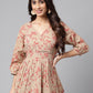 Janasya Women's Brown Cotton Botanical Printed Casual Peplum Top | Swadesiicart