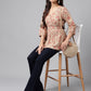 Janasya Women's Brown Cotton Botanical Printed Casual Peplum Top | Swadesiicart