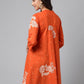 Janasya Women's Orange Cotton Floral Printed Casual Flared Tunic | Swadesiicart