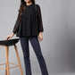 Janasya Women's Black Dobby Chiffon Solid Casual Empire Top | Swadesiicart