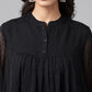 Janasya Women's Black Dobby Chiffon Solid Casual Empire Top | Swadesiicart