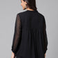 Janasya Women's Black Dobby Chiffon Solid Casual Empire Top | Swadesiicart