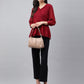 Janasya Women's Maroon Dobby Chiffon Solid Casual Peplum Top | Swadesiicart