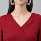 Janasya Women's Maroon Dobby Chiffon Solid Casual Peplum Top | Swadesiicart