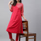 Janasya Women's Pink Crepe Foil Printed Festive Angrakha Kurta | Swadesiicart