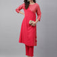 Janasya Women's Pink Crepe Foil Printed Festive Angrakha Kurta | Swadesiicart