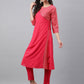Janasya Women's Pink Crepe Foil Printed Festive Angrakha Kurta | Swadesiicart