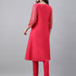 Janasya Women's Pink Crepe Foil Printed Festive Angrakha Kurta | Swadesiicart