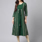 Janasya Women's Green Crepe Foil Printed Casual A-Line Kurta | Swadesiicart
