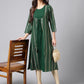 Janasya Women's Green Crepe Foil Printed Casual A-Line Kurta | Swadesiicart