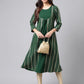 Janasya Women's Green Crepe Foil Printed Casual A-Line Kurta | Swadesiicart