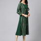 Janasya Women's Green Crepe Foil Printed Casual A-Line Kurta | Swadesiicart
