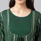 Janasya Women's Green Crepe Foil Printed Casual A-Line Kurta | Swadesiicart