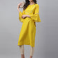 Janasya Women's Yellow Crepe Foil Printed Festive Straight Kurta | Swadesiicart