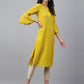 Janasya Women's Yellow Crepe Foil Printed Festive Straight Kurta | Swadesiicart