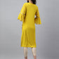 Janasya Women's Yellow Crepe Foil Printed Festive Straight Kurta | Swadesiicart