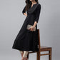 Janasya Women's Black Crepe Foil Printed Festive Anarkali Kurta | Swadesiicart
