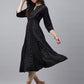 Janasya Women's Black Crepe Foil Printed Festive Anarkali Kurta | Swadesiicart