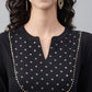 Janasya Women's Black Crepe Foil Printed Festive Anarkali Kurta | Swadesiicart