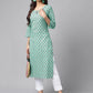 Janasya Women's Light Blue Cotton Ethnic Motifs Casual Straight Kurta | Swadesiicart