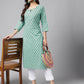 Janasya Women's Light Blue Cotton Ethnic Motifs Casual Straight Kurta | Swadesiicart