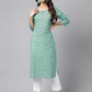 Janasya Women's Light Blue Cotton Ethnic Motifs Casual Straight Kurta | Swadesiicart