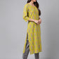 Janasya Women's Green Cotton Floral Printed Casual Straight Kurta | Swadesiicart