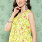 Janasya Women's Lemon Yellow Moss Digital Floral Printed Casual Gathered Kurta - Swadesiicart