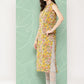 Janasya Women's Yellow Cotton Floral Printed Casual Straight Kurta | Swadesiicart
