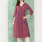 Janasya Women's Pink Cotton Floral Printed Casual Gathered Kurta | Swadesiicart