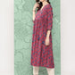 Janasya Women's Pink Cotton Floral Printed Casual Gathered Kurta | Swadesiicart