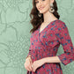 Janasya Women's Pink Cotton Floral Printed Casual Gathered Kurta | Swadesiicart