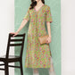 Janasya Women's Green Cotton Floral Printed Casual Straight Kurta | Swadesiicart