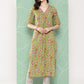 Janasya Women's Green Cotton Floral Printed Casual Straight Kurta | Swadesiicart