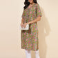 Janasya Green Cotton Floral Printed Casual Kurta | Swadesiicart