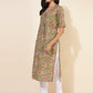 Janasya Green Cotton Floral Printed Casual Kurta | Swadesiicart