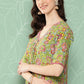 Janasya Women's Green Cotton Floral Printed Casual Straight Kurta | Swadesiicart