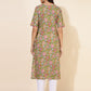 Janasya Green Cotton Floral Printed Casual Kurta | Swadesiicart