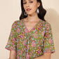 Janasya Green Cotton Floral Printed Casual Kurta | Swadesiicart