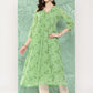 Janasya Women's Light Green Georgette Digital Floral Printed Festive Flared Kurta | Swadesiicart