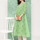 Janasya Women's Light Green Georgette Digital Floral Printed Festive Flared Kurta | Swadesiicart