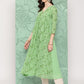 Janasya Women's Light Green Georgette Digital Floral Printed Festive Flared Kurta | Swadesiicart
