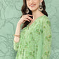 Janasya Women's Light Green Georgette Digital Floral Printed Festive Flared Kurta | Swadesiicart