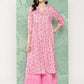Janasya Women's Lavender Moss Digital Floral Printed Casual Gathered Kurta | Swadesiicart