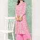 Janasya Women's Lavender Moss Digital Floral Printed Casual Gathered Kurta | Swadesiicart