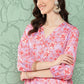 Janasya Women's Lavender Moss Digital Floral Printed Casual Gathered Kurta | Swadesiicart